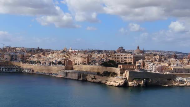 Αεροφωτογραφία Πάνω Από Μάλτα Και Την Πόλη Της Βαλέτα Εναέρια — Αρχείο Βίντεο