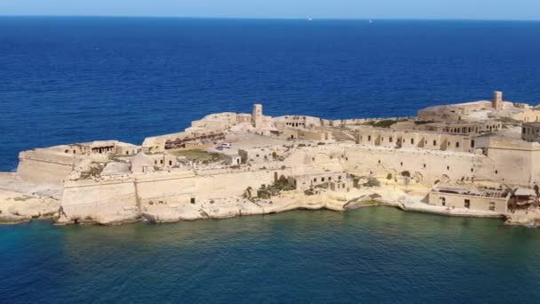Famous Fort Rikasoli Kalkara Malta Aerial Footage — Stock Video