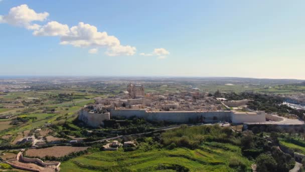 Středověká Vesnice Mdina Bývalé Hlavní Město Malty Shora Letecké Záběry — Stock video
