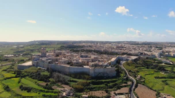 Letecký Pohled Historické Město Mdina Maltě Letecké Záběry — Stock video