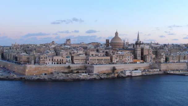 Letecký Pohled Město Valletta Hlavní Město Malty Letecké Záběry — Stock video