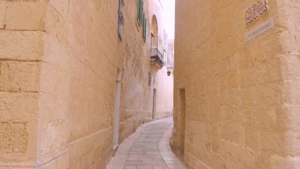 Narrow Streets Mdina Malta Travel Footage — Stock Video