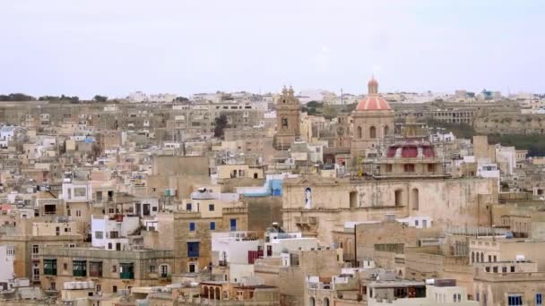 Vista Aérea Sobre Cidades Valletta Malta Partir Barrakka Gardens Imagens — Vídeo de Stock