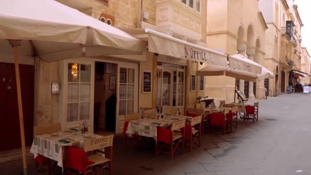 Bistro Restaurantes Histórico Barrio Valeta Valletta Malta Marzo 2020 — Vídeos de Stock