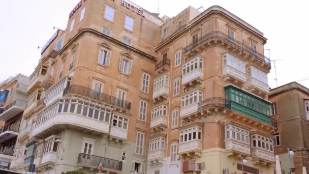 Manoirs Typiques Dans Quartier Historique Valette Valletta Malte Mars 2020 — Video