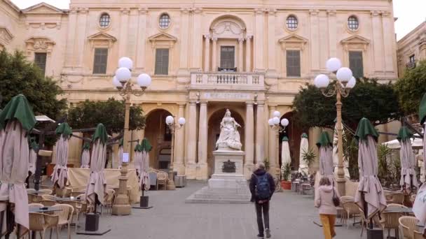 Старое Здание Национальной Библиотеки Валье Мальта Валлетта Мальта Марта 2020 — стоковое видео