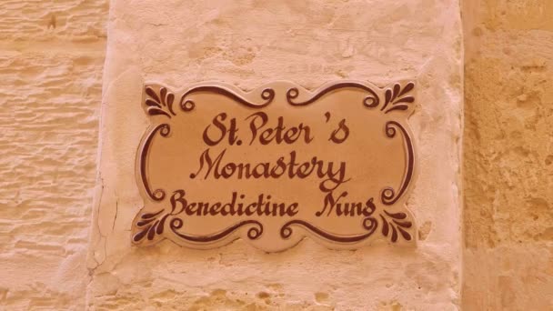 Street Sign Mdina Ιστορική Πρωτεύουσα Της Μάλτας Πόλη Της Medina — Αρχείο Βίντεο