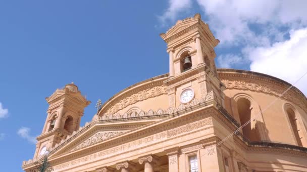 Mosta Rotunda Famous Cathedral Island Malta Travel Footage — Stock Video