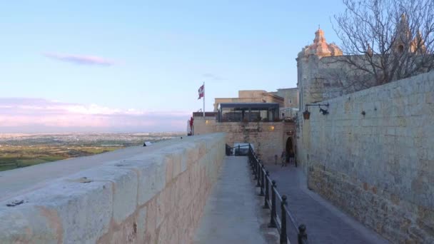 Muros Históricos Cidade Mdina Sobre Cidade Medina Cidade Medina Malta — Vídeo de Stock