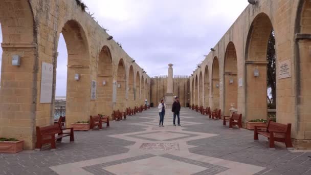 Platforma Obserwacyjna Ogrody Górnej Barraki Valletta Malta Valletta Malta Marca — Wideo stockowe