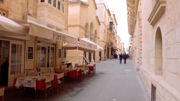 Typisch Straatbeeld Historische Wijk Valletta Valletta Malta Maart 2020 — Stockvideo