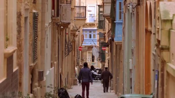 Vista Típica Rua Bairro Histórico Valletta Valletta Malta Março 2020 — Vídeo de Stock
