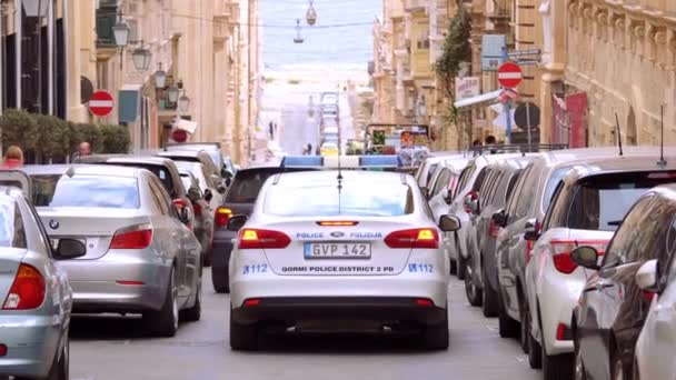 Polizeiwagen Valletta Valletta Malta März 2020 — Stockvideo