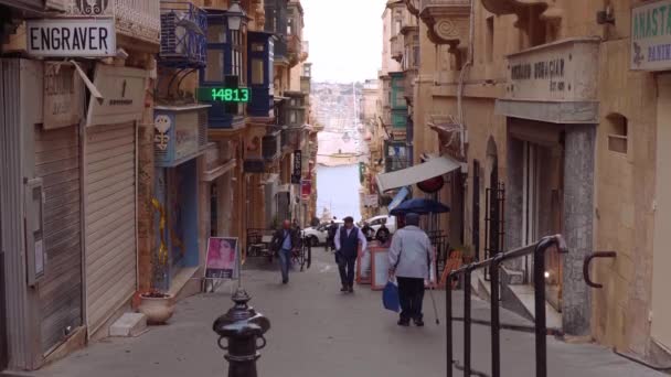 Zona Peatonal Ciudad Valeta Malta Valletta Malta Marzo 2020 — Vídeo de stock
