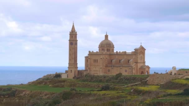 Famous Pinu Shrine Popular Church Island Gozo Travel Footage — Stock Video