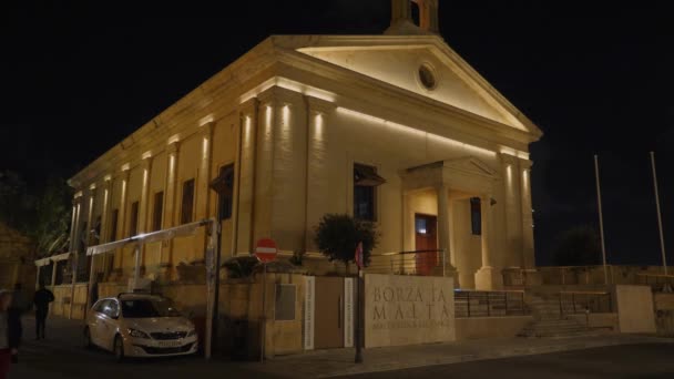 Malta Bolsa Valores Valletta Noite Ilha Malta Malta Março 2020 — Vídeo de Stock