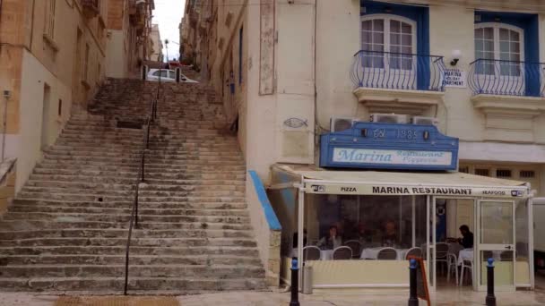 Valletta Met Zijn Vele Treden Naar Heuvels Valletta Malta Maart — Stockvideo