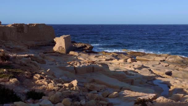 Ruínas Antigas Kalkara Malta Filmagens Viagem — Vídeo de Stock