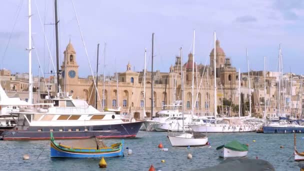 Чудесный Район Гранд Харбур Вальехо Валлетта Мальта Марта 2020 — стоковое видео