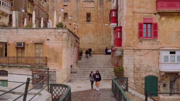 Τυπικό Τοπίο Της Βαλέτα Πρωτεύουσα Της Μάλτας Βαλέτα Μάλτα Μαρτίου — Αρχείο Βίντεο
