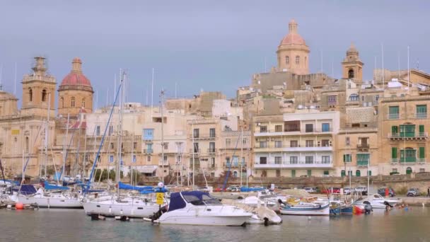 Barcos Vela Grand Harbour Valletta Valletta Malta Março 2020 — Vídeo de Stock