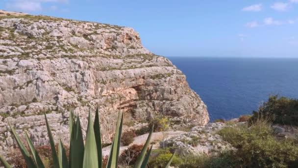 Grotta Azzurra Malta Famoso Punto Riferimento Sull Isola Riprese Viaggio — Video Stock