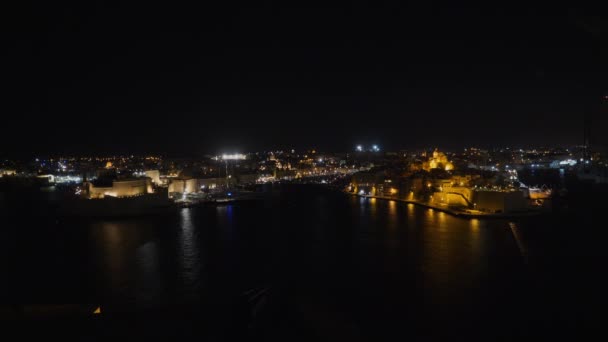Stad Valletta Nachts Hoofdstad Van Malta Eiland Malta Malta Maart — Stockvideo