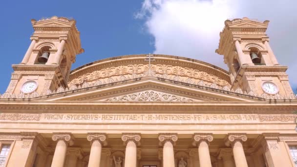 Mosta Rotunda Διάσημος Καθεδρικός Ναός Στο Νησί Της Μάλτας Ταξιδιωτικό — Αρχείο Βίντεο