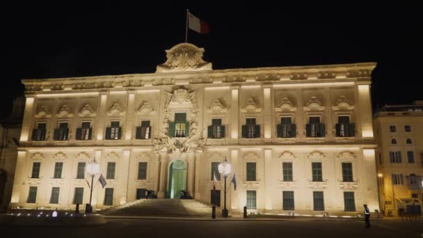 Famosa Castiglia Valletta Casa Del Primo Ministro Maltese Riprese Viaggio — Video Stock