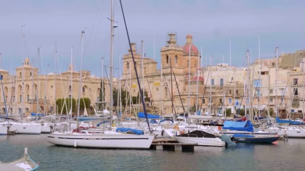Segelboote Grand Harbour Valletta Valletta Malta März 2020 — Stockvideo