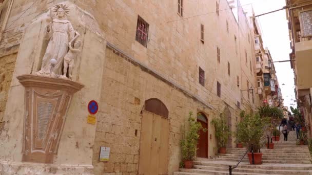 Schöne Hausfassaden Historischen Viertel Von Valletta Valletta Malta März 2020 — Stockvideo