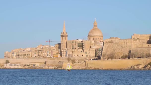 Cityscapes Valletta Πρωτεύουσα Της Μάλτας Ταξιδιωτικά Πλάνα — Αρχείο Βίντεο