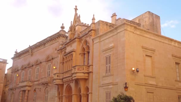 Stadslandskap Mdina Maltas Före Detta Huvudstad Bilder — Stockvideo