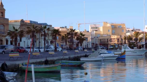 Schöne Marsaxlokk Ist Ein Beliebtes Wahrzeichen Auf Malta Insel Malta — Stockvideo