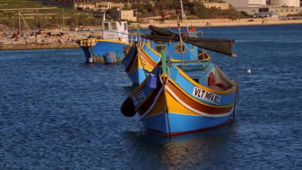 Malta Nın Küçük Bir Köyü Olan Marsaxlokk Şehir Manzaraları Malta — Stok video