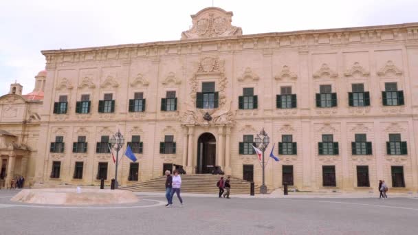 Berühmtes Gebäude Kastilien Heimat Des Premierministers Von Malta Valletta Malta — Stockvideo