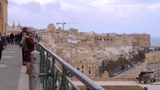Платформа Наблюдения Верхняя Барракка Сады Валлетта Мальта Valletta Malta Марта — стоковое видео