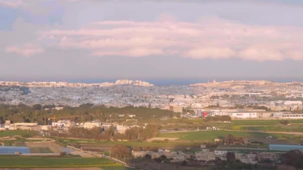 Vue Imprenable Sur Mosta Valette Depuis Mdina Séquences Voyage — Video