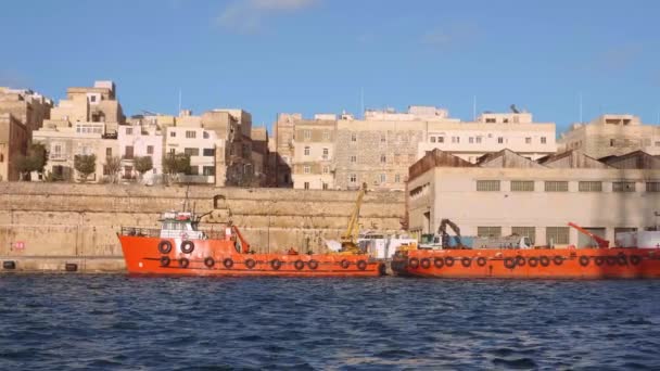 Malta Valletta Limanı Boyunca Tekne Gezisi Valletta Şehri Malta Mart — Stok video