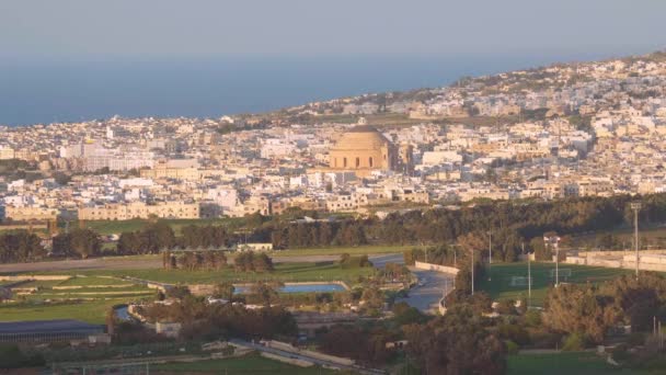 Vue Imprenable Sur Mosta Valette Depuis Mdina Séquences Voyage — Video