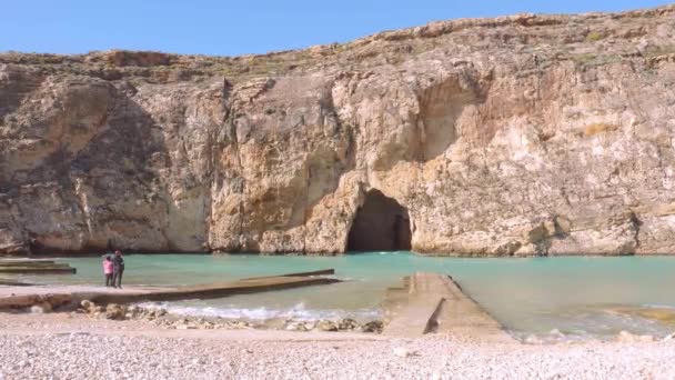 Hermoso Mar Interior Isla Gozo Imágenes Viaje — Vídeo de stock