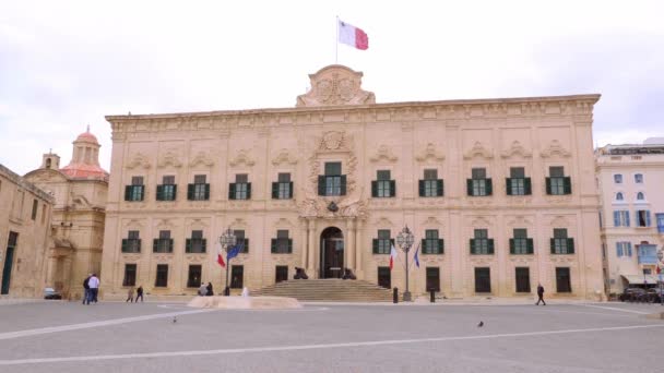 Berühmtes Gebäude Kastilien Heimat Des Premierministers Von Malta Valletta Malta — Stockvideo
