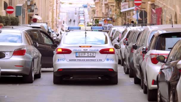 Polizeiwagen Valletta Valletta Malta März 2020 — Stockvideo