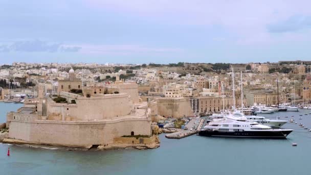 Forti Sant Anglu Híres Mérföldkő Valletta Málta Három Városában Valletta — Stock videók
