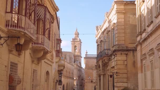 Csodálatos Mdina Málta Ősi Városa Egykori Fővárosa Medina Városa Málta — Stock videók