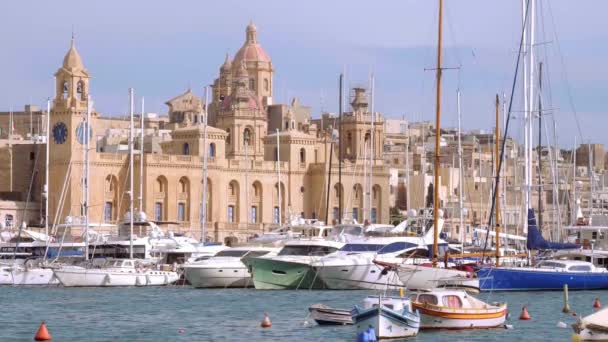 Underbart Grand Harbour Område Valletta Valletta Malta Mars 2020 — Stockvideo