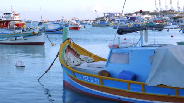 Malta Nın Küçük Bir Köyü Olan Marsaxlokk Şehir Manzaraları Malta — Stok video