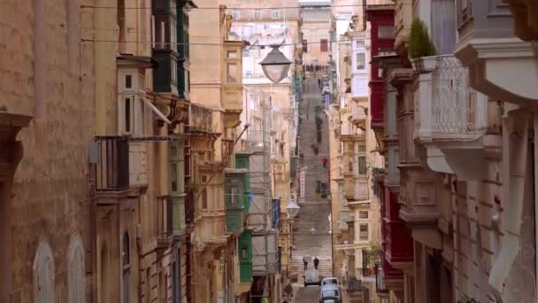 Vista Típica Rua Bairro Histórico Valletta Valletta Malta Março 2020 — Vídeo de Stock