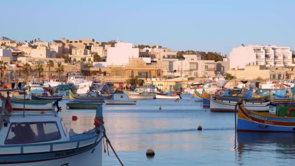 Pequeño Pueblo Pesquero Marsaxlokk Isla Malta Isla Malta Malta Marzo — Vídeo de stock