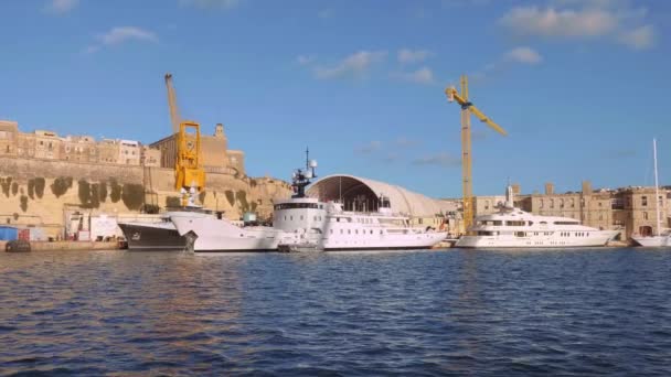 Hafen Von Valletta Der Hafen Der Hauptstadt Von Malta Stadt — Stockvideo